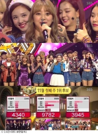 [실시간 TV] '인기가요' 트와이스 'TT', 방탄소년단·아이오아이 제치고 1위