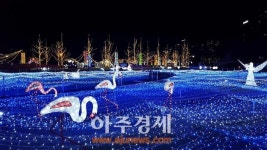 [포토]파란 빛의 물결이 넘실대는 ‘빛의 바다’가 펼쳐진 2017고양호수꽃빛축제장 