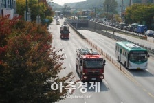 의왕소방 골든타임 확보...소방차 길터주기 훈련 펼쳐 