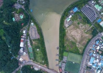 [슬라이드 포토] 흙탕물로 갈색빛이 된 춘천 도심 하천