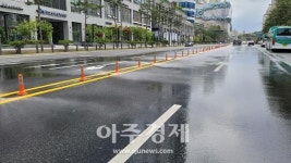 수원시, 수원컨벤션센터 주변 도로에 ‘노면 빗물분사시스템’ 설치