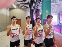 [항저우 AG] '시즌 최고 기록'으로 결승선 통과…김국영 등 육상 남자 400ｍ 계주 예선 2위