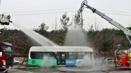 안산소방, 친환경자동차 전기버스 화재대응 훈련가져
