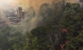 대구 북구 함지산서 산불…민가 확산 '우려'