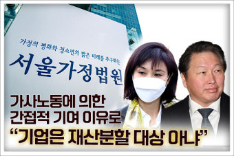 “기업은 가사노동에 의한 간접적 기여 이유로 재산분할 대상 아냐”