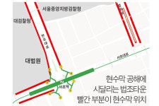 온 거리가 현수막 ‘무법 타운’ 법조타운