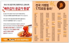 반찬가게창업 프랜차이즈 오레시피 배추김치 가맹점 공급가격 동결