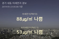 경기 내동 오늘(23일) 5시 기준 미세먼지 농도는?…88㎍/㎥ 나쁨 수준
