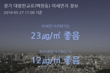 경기 대왕판교로(백현동) 오늘(27일) 11시 기준 미세먼지 농도는?…23㎍/㎥ 좋음 수준