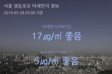 서울 영등포로 오늘(28일) 5시 기준 미세먼지 농도는?…17㎍/㎥ 좋음 수준