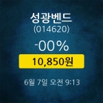 [★주식인사이드] 성광벤드, 주가 10,850원(6월 7일 9시 13분 기준)