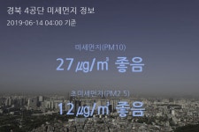 경북 4공단 오늘(14일) 4시 기준 미세먼지 농도는?…27㎍/㎥ 좋음 수준