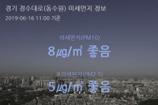 경기 경수대로(동수원) 오늘(16일) 11시 기준 미세먼지 농도는?…8㎍/㎥ 좋음 수준