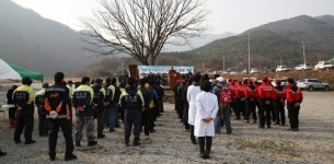 상주시, 수봉리 백화산 입구서 산불진화 시범훈련
