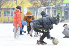 [포토뉴스] 눈 내리는 대구·경북...눈덩이 굴리는 학생들