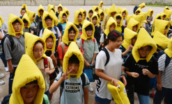 [포토] 지진 나면 지진모자 써요…포항 지진대피현장훈련