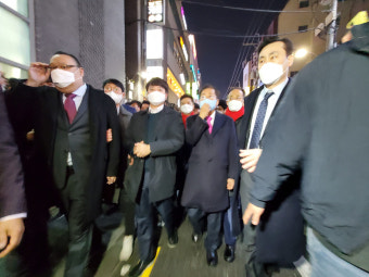 홍준표·이준석, 대구 동성로 거리 유세 동행…