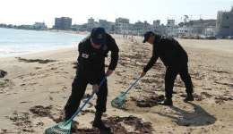 한국해양안전협회 흥해지회, 오도1리 간이해수욕장 해안정화활동 펼쳐