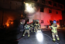 영천 화룡동 택시회사 정비동 화재…건물 1동 전소