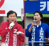 자인공설시장 맞붙은 조현일·김기현…경산시장 선거 초반 기싸움