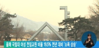 올해 국립대 여성 전임교원 비율 19.5% 전년 대비 '소폭 상승'