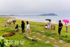 비 구름이 내려앉은 성산일출봉/서귀포시 성산읍