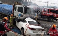 [원주]원주시 소초면서 승용차와 25t 화물차 충돌… 1명 사망