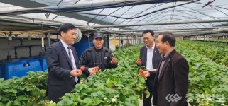 황종연 충북농협 총괄본부장, 영동군 스마트팜 시설 방문