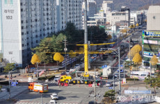 충주 임광사거리, 임시 회전교차로 운영…빗물관 공사