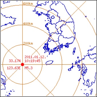 중국 상하이 북동쪽 해역서 규모 5.3 지진…전남·제주 감지