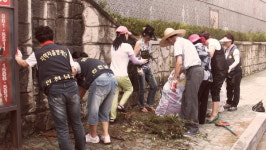 앞마당 청소하듯 삼삼오오 수해복구