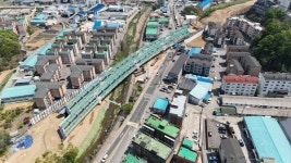 성남~광주간 도로 확·포장 순항… 2공구 교량 거더 거치 완료