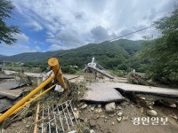[포토] 가평 집중호우로 청평면 호명산 보행자전용교량 유실