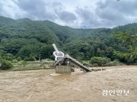 [포토] 가평 집중호우로 청평면 호명산 보행자전용교량 유실