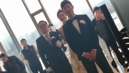 이혜빈♥이규로, 장인어른과 식전 긴장된 모습 [TD포토]