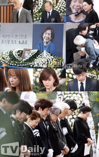 故윤소정 영결식, 남편 오현경 위로하는 동료들 