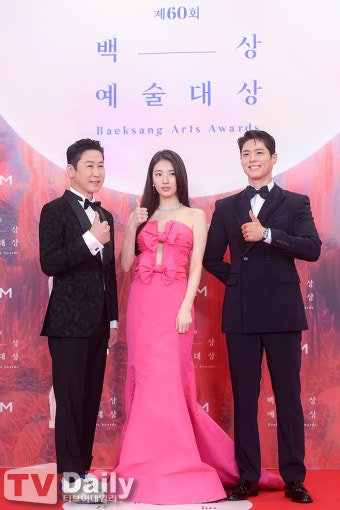 [TD포토] 신동엽-수지-박보검 '올해도 백상예술대상 3MC'