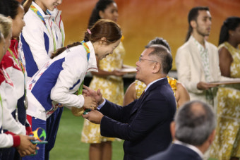여자양궁 ‘금사냥’…정의선 부회장 화색