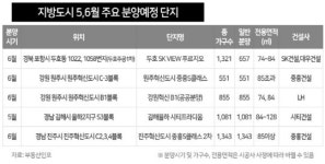 5~6월 지방 총 2만5700여가구 분양…대림산업·중흥건설 등 공급