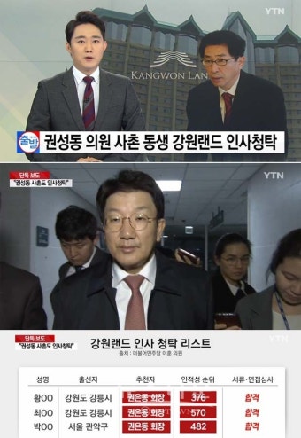 비리백화점인 강원랜드에 권성동 의원의 사촌동생까지 연루