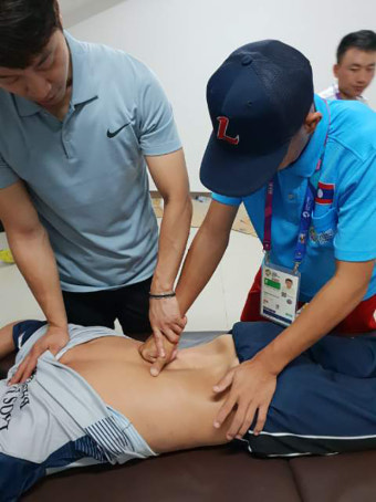 노건우 트레이너·이만수 야구협회 부회장, 자카르타 아시안게임 국가대표팀 찾아