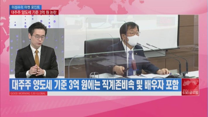 [이성수의 마켓 포인트]  대주주 양도세 기준 3억 원↓ 영향은? | 포토뉴스