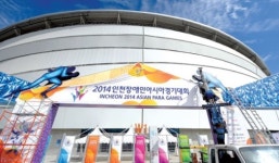 대회시설 준비 한창인 주경기장