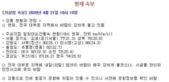 [기상청 발표 날씨 방재 속보] 전국 대부분 지역 강풍, 내일 밤까지 이어지며 항공기 운항 차질 우려