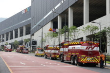 광주소방서, 신대지구 물류센터서 차량배치 · 통제 훈련 실시