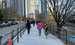 안양인덕원초 앞 학의천변 보도 확장 공사 완료