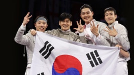 남자펜싱 사브르 단체 3연패…금메달 목표 초과 달성
