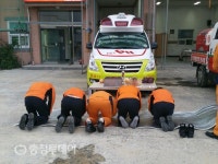 천안 입장119안전센터 신규 구급차 무사고 안전기원제