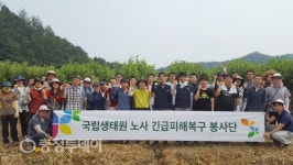 생태원 노사봉사단 수해지역서 구슬땀