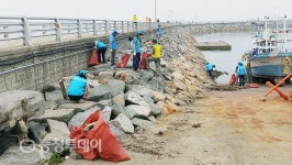 서산시 직원-화곡 어촌계 회원 삼길포항 해안가 대청소